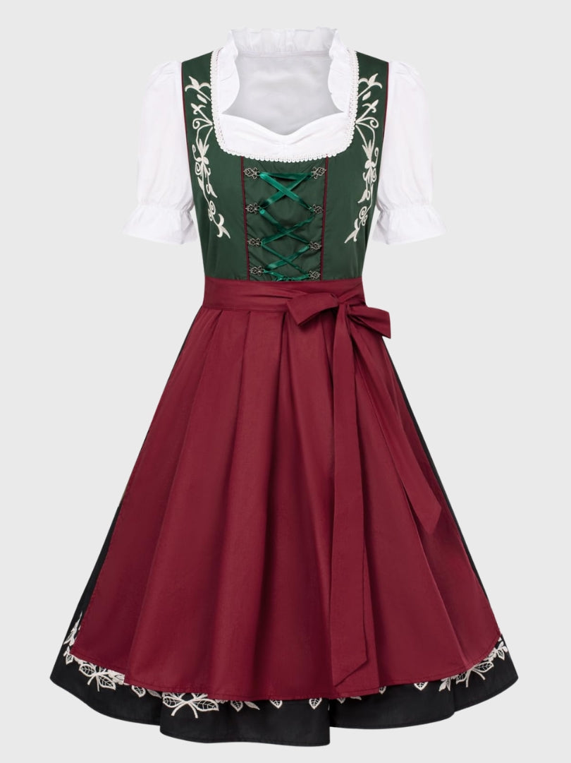 burgundy and green dress Bavarian Dirndl Wild Wild West Handmade Luxury Long Sleeves Finish:Navy Blue The Pilmar Smocked Waist