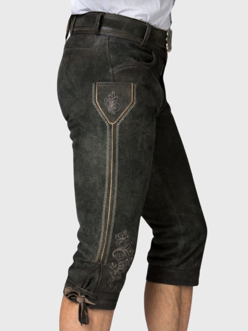 Authentic Black Suede Bundhosen for Oktoberfest