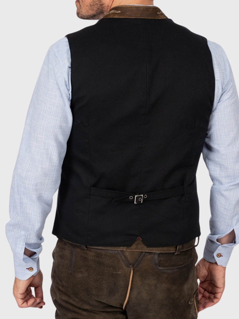 Authentic Bavarian Charcoal Wool Vest for Men