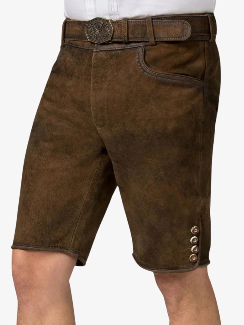 Oktoberfest Brown Plus Size Lederhosen for Men in Premium Suede Leather
