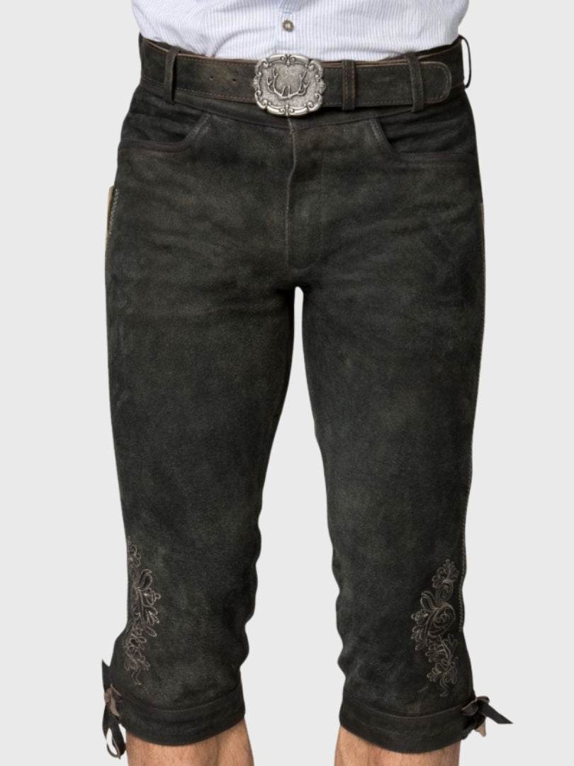 Authentic Black Suede Bundhosen for Oktoberfest