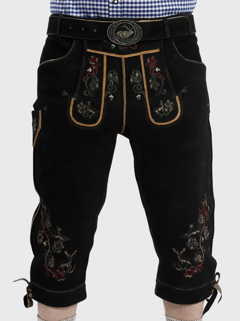 Oktoberfest Black Suede Bundhosen