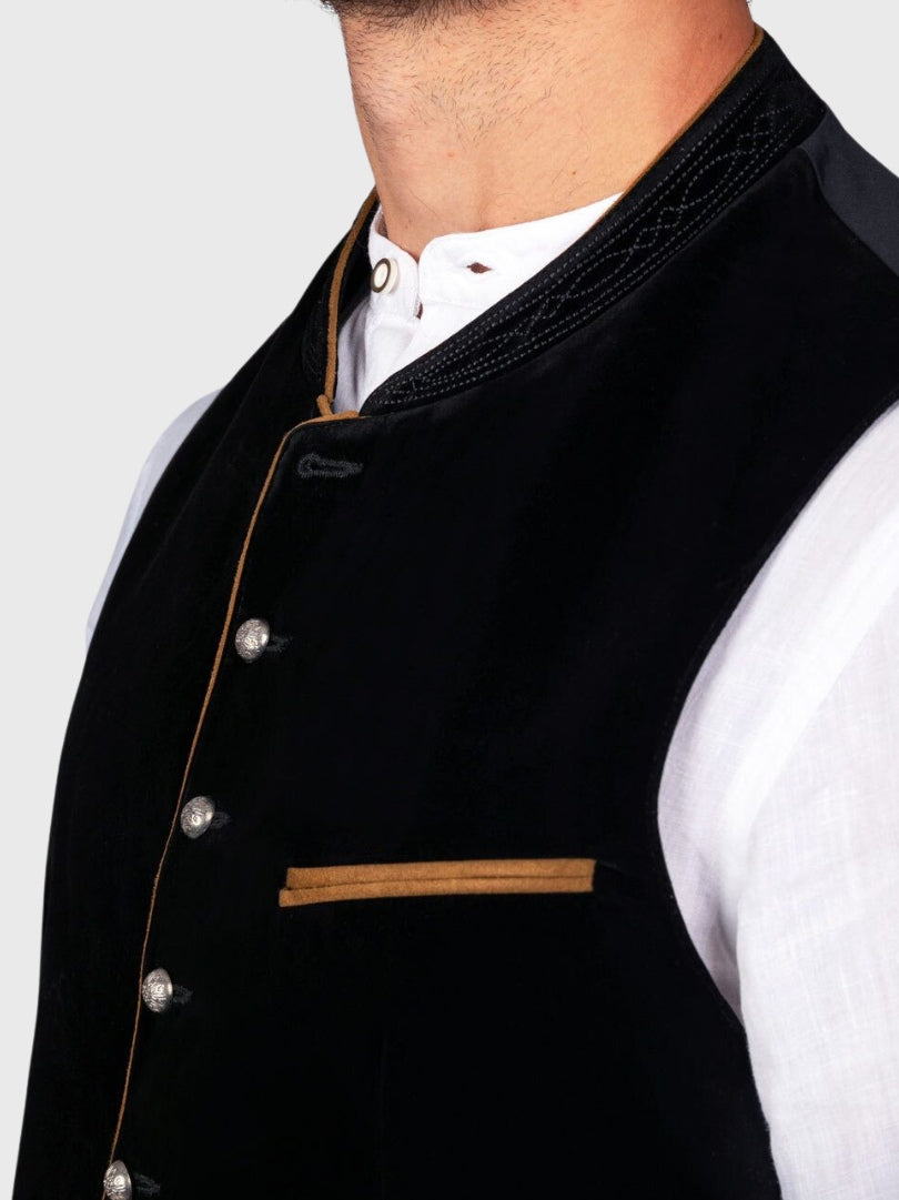 Authentic Black Velvet Bavarian Vest for Men