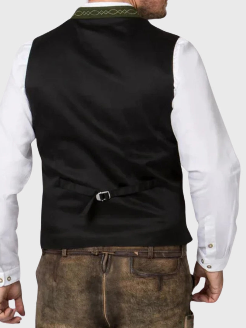 Authentic Green Wool Bavarian Vest for Men