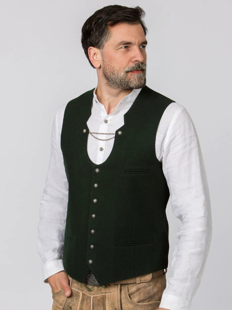 Authentic Green Wool German Waistcoat