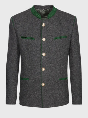 Authentic Grey Bavarian Jacket with Green Trim