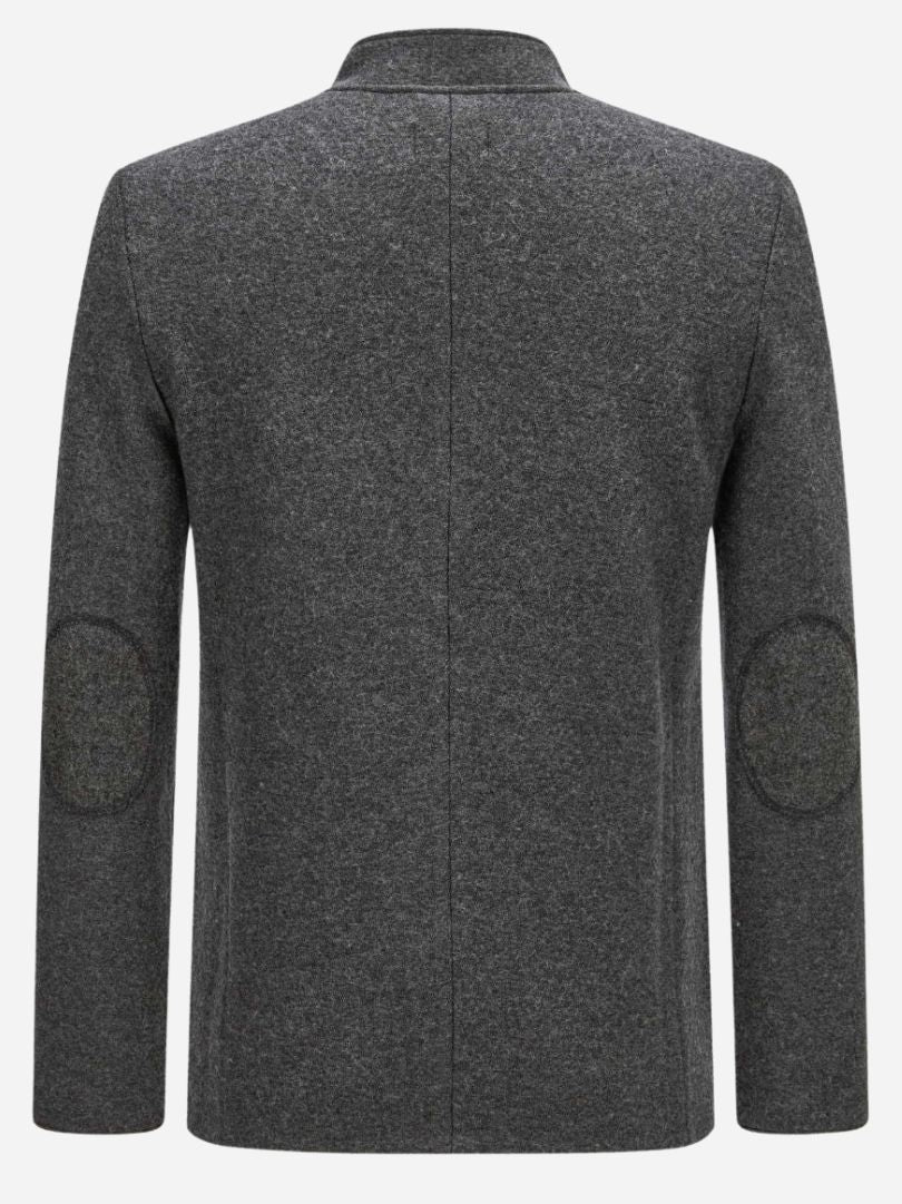 Men’s Charcoal Grey Bavarian Trachten Jacket with Stand Collar and Button Front