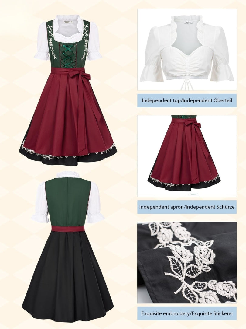 Bavarian Dirndl with Burgundy Apron