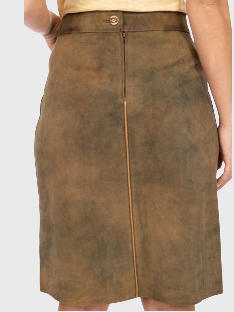 Bavarian Leather Skirt with Embroidery