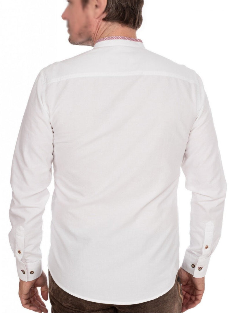 Bavarian Oktoberfest Shirt with Red Collar Trim