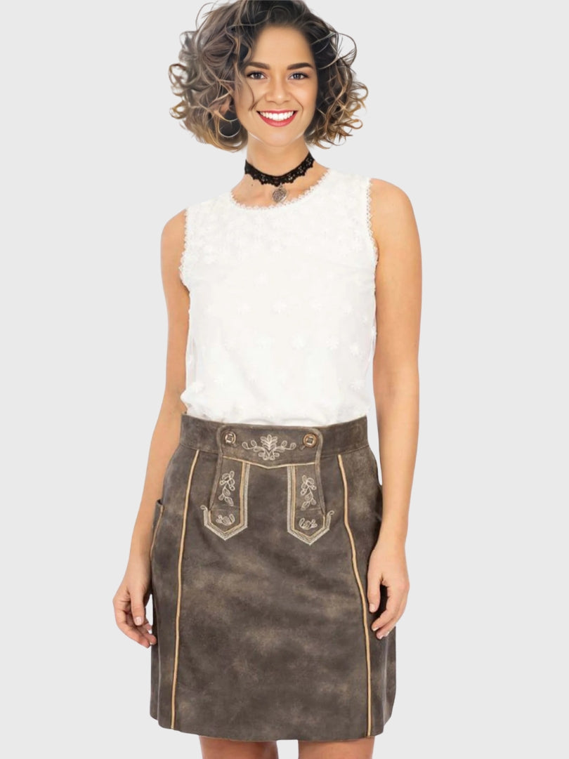 Bavarian Trachten Leather Skirt for Women
