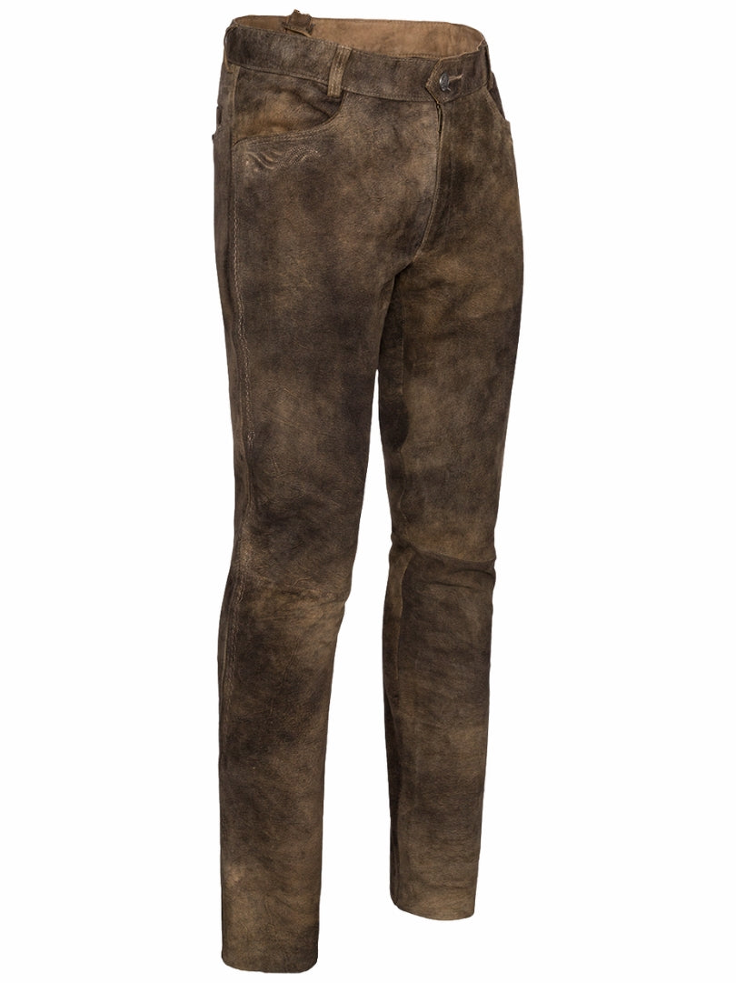 Bavarian Trachten leather pants side profile suede