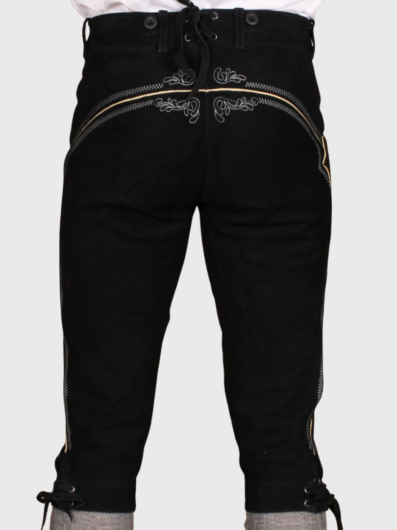 Mens Black Bavarian Suede Leather Bundhosen