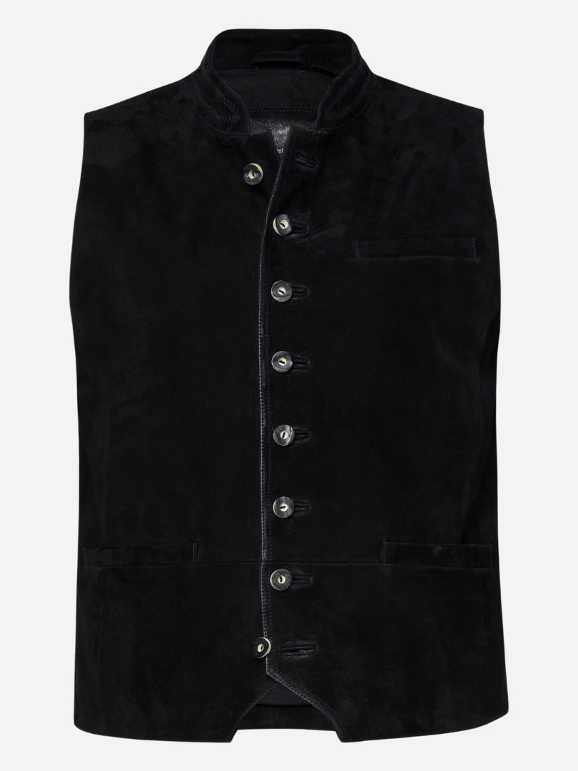 Black Bavarian Suede Trachten Vest
