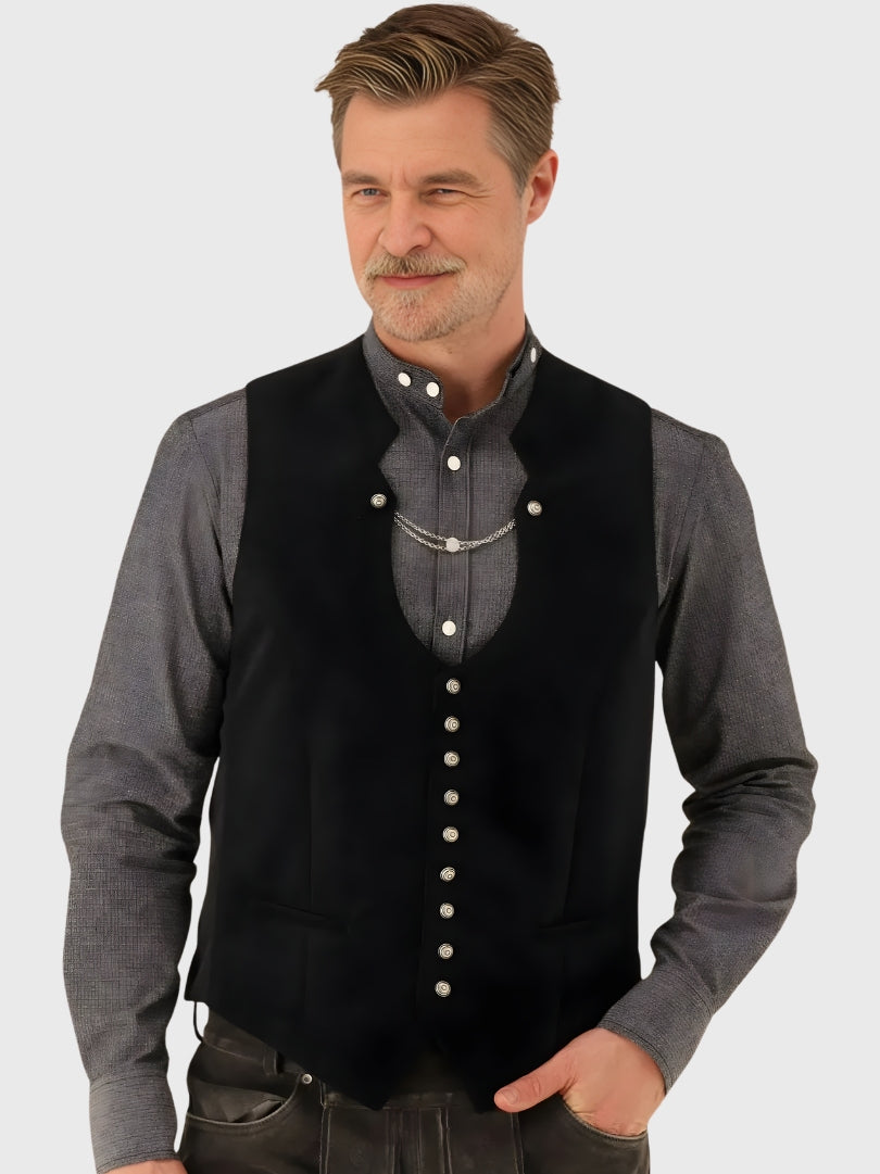 Black Velvet Bavarian Trachten Vest for Men