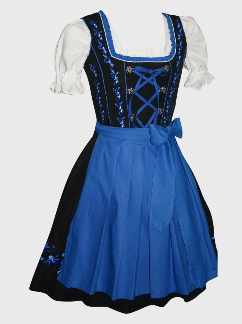 Blue and Black Bavarian Dirndl Dress
