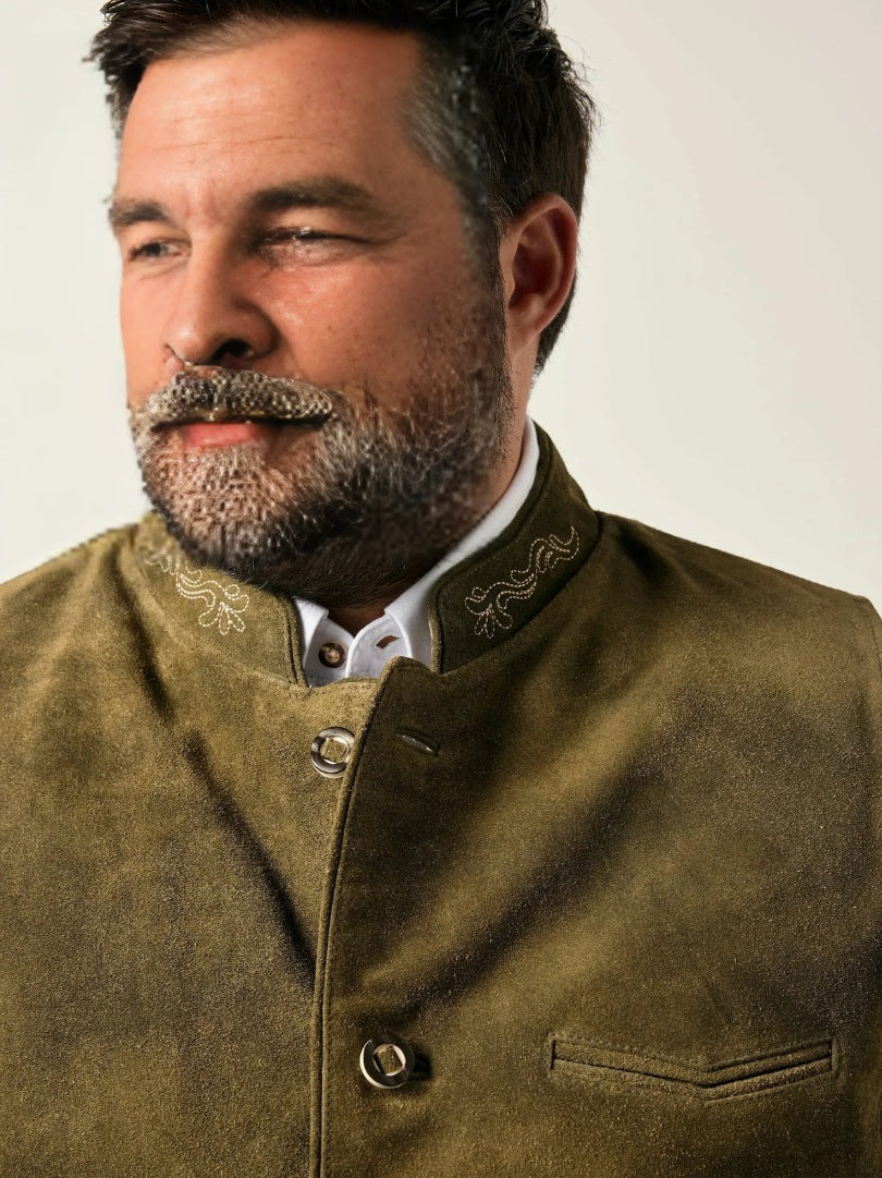 Brown Suede Bavarian Vest