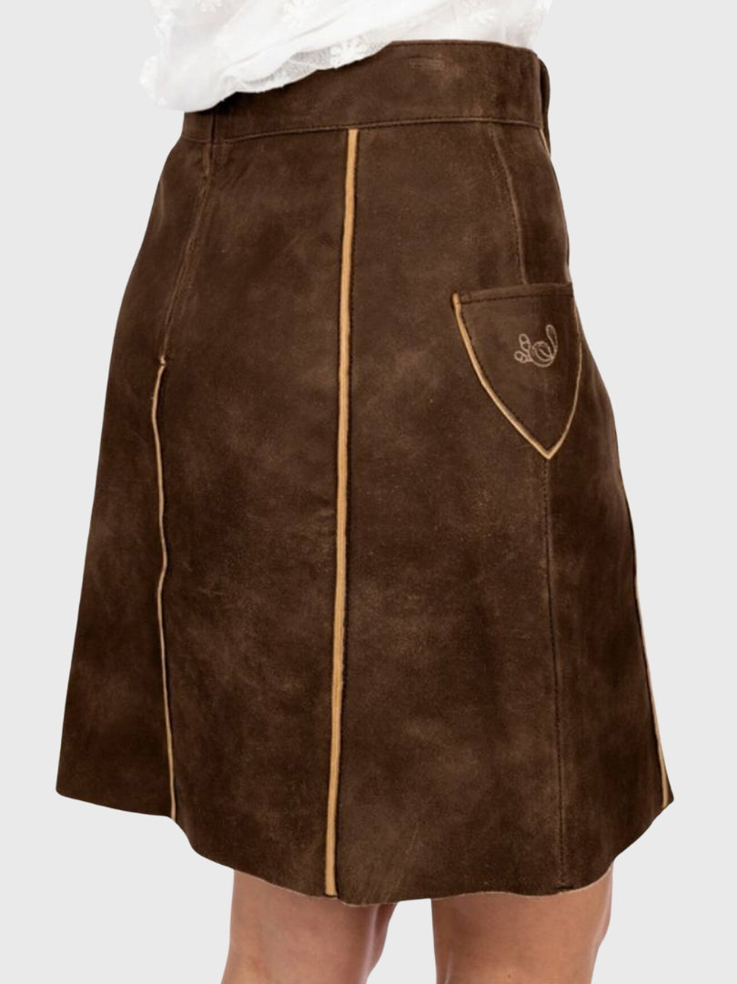 Brown Trachten Leather Skirt
