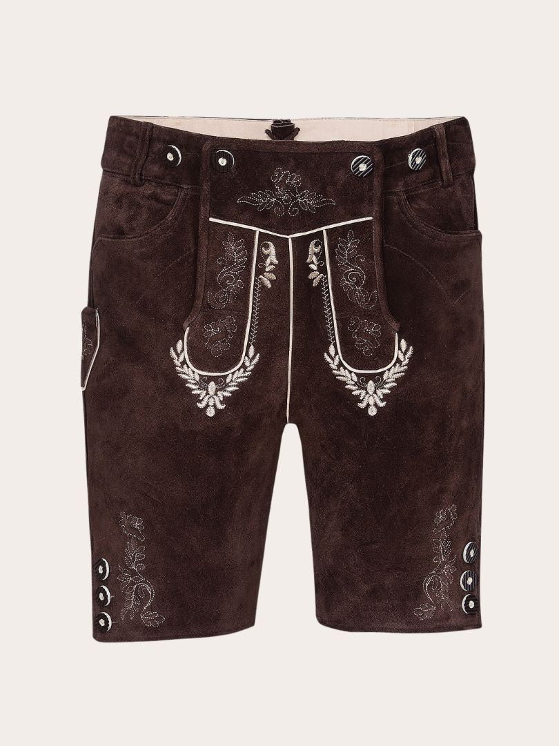 Brown embroidered lederhosen men