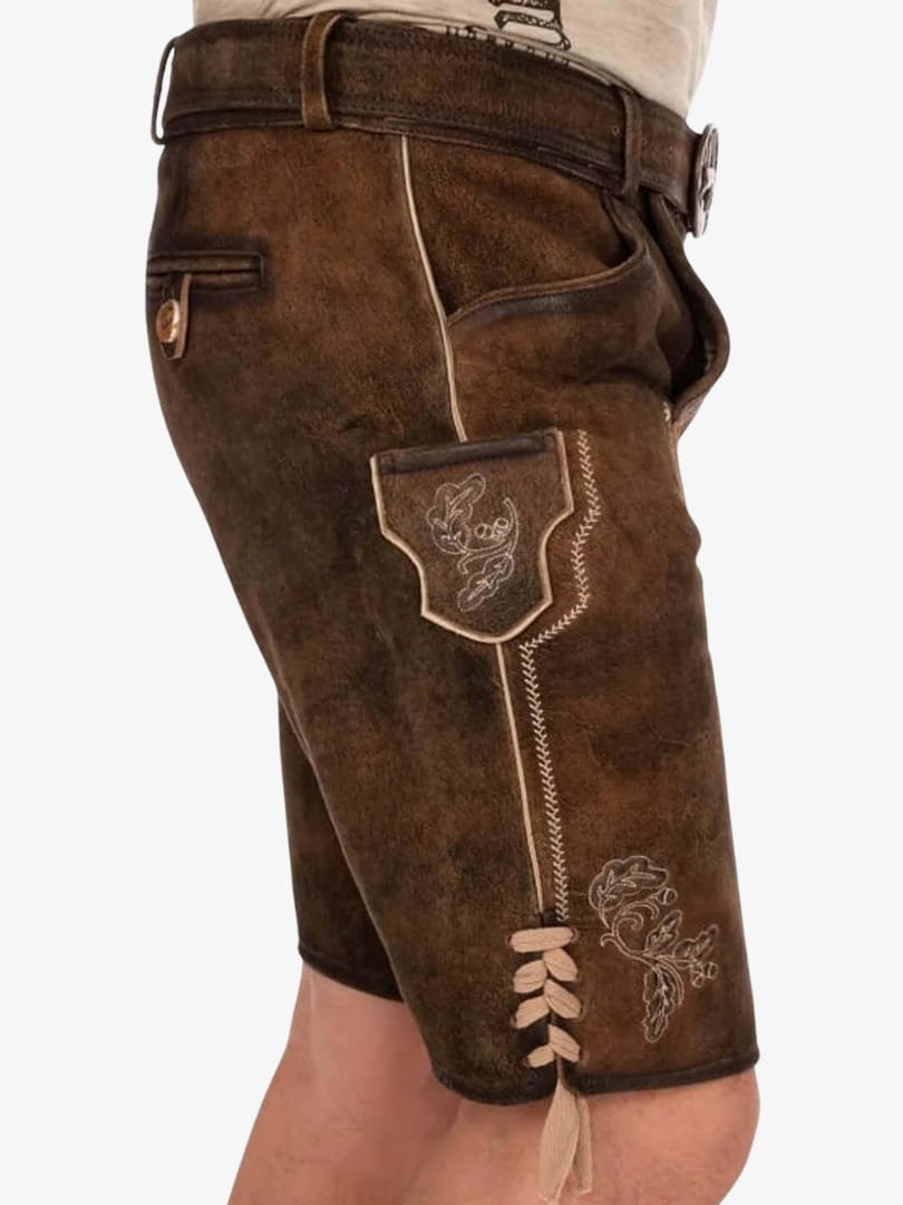 Authentic German Plus Size Lederhosen in Antique Brown Leather