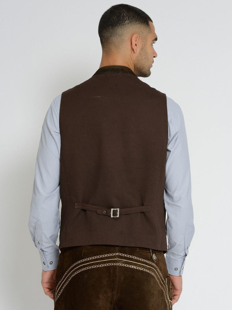 Classic Brown German Oktoberfest Leather Vest