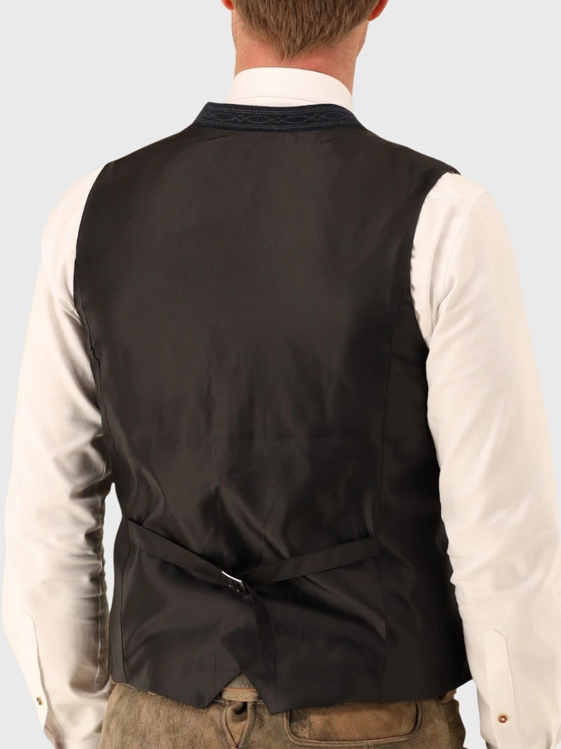 Charcoal Wool Bavarian Trachten Waistcoat