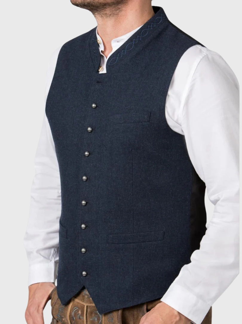 Authentic Blue Wool Bavarian Waistcoat