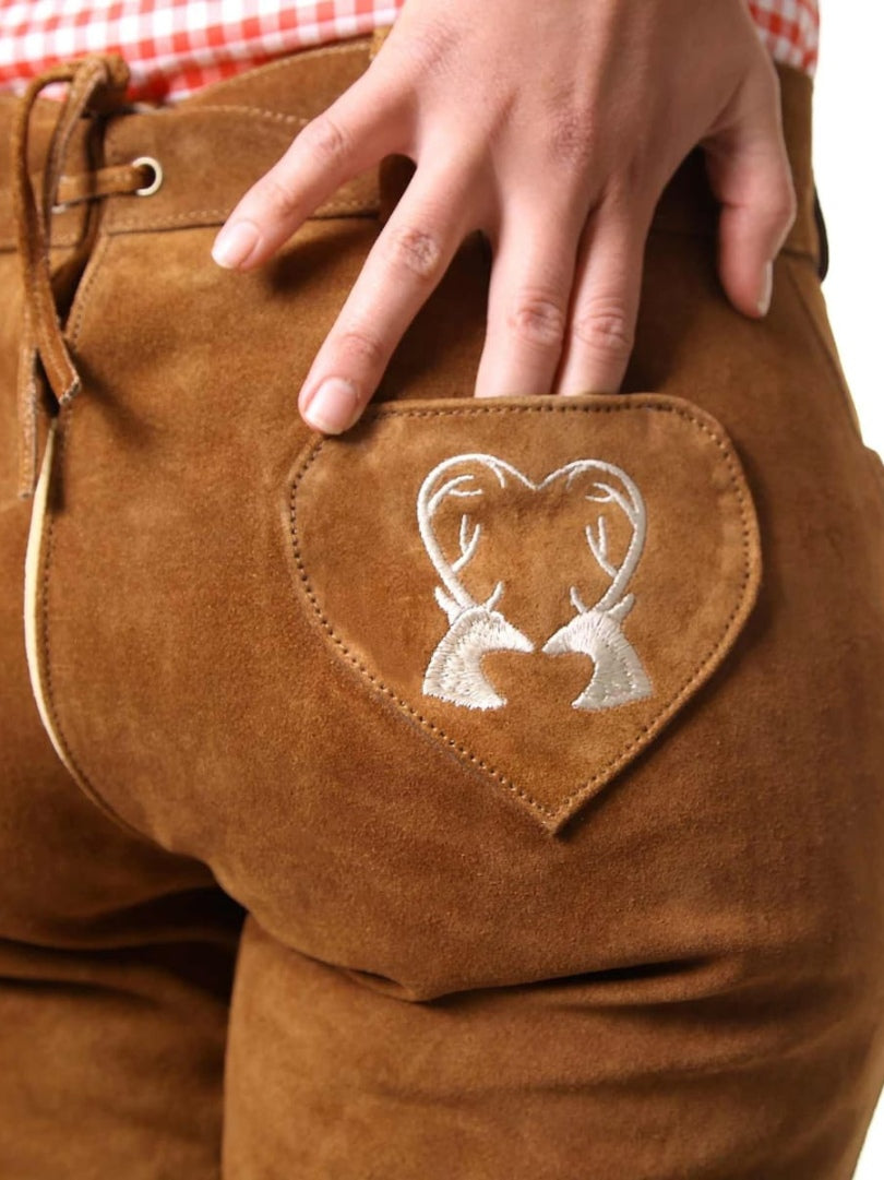 Classic Women’s Bavarian Lederhosen with Deer Design