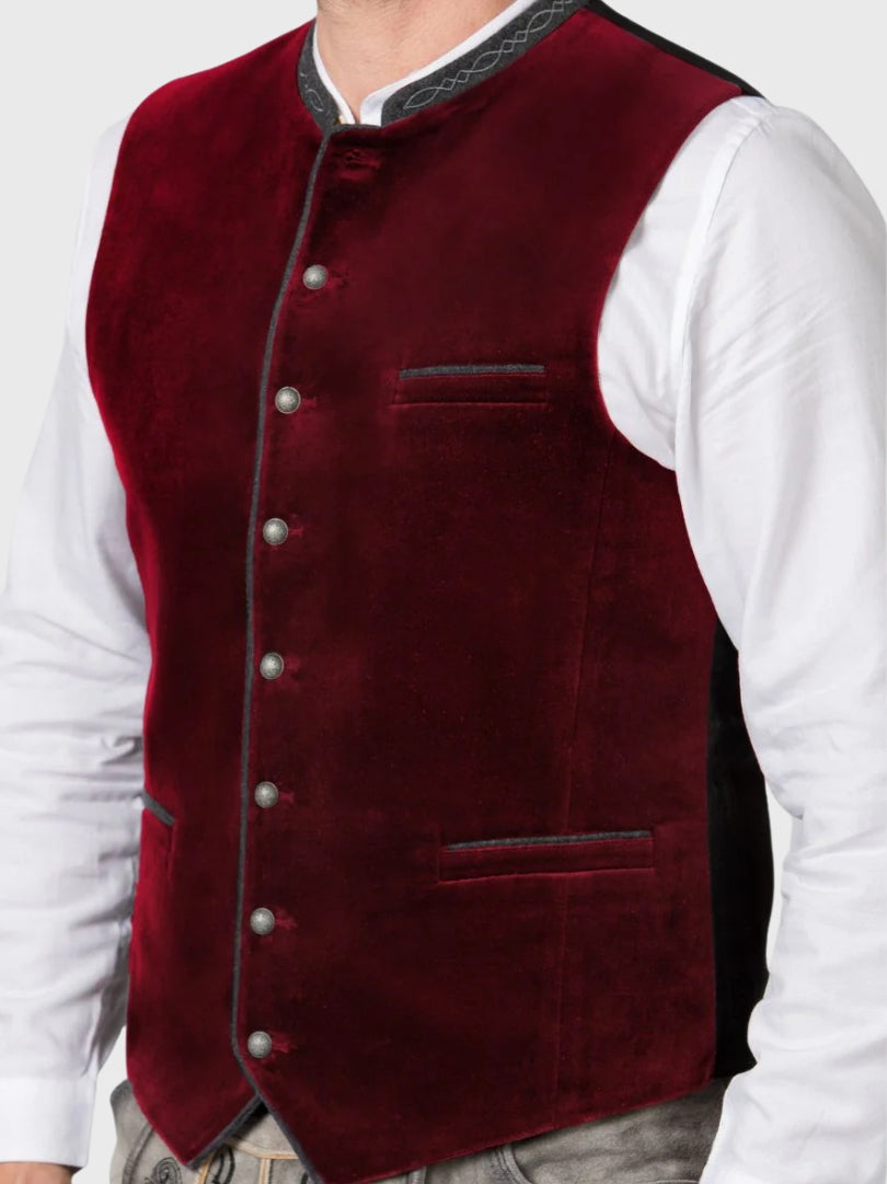 Maroon Velvet Bavarian Waistcoat