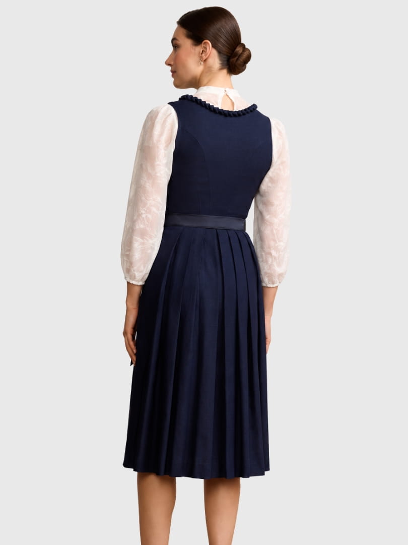Back View of Authentic Navy Oktoberfest Dirndl Dress for Women