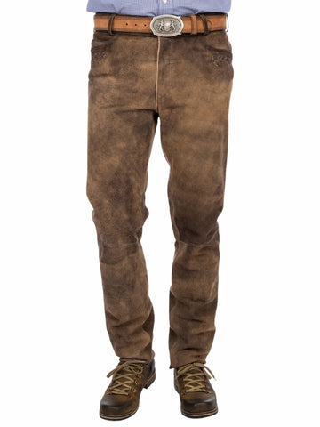 German Lederhosen pants made from brown suede leather