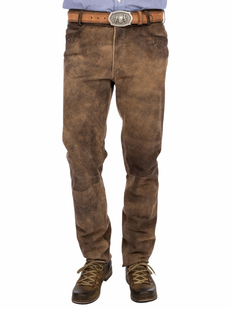 German Lederhosen pants made from brown suede leather