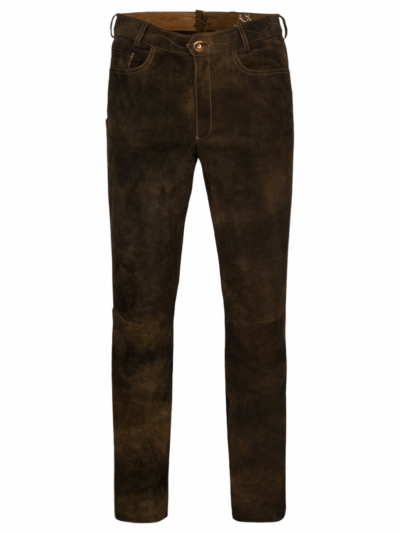 German Oktoberfest Suede Lederhosen Trousers made in suede leather.