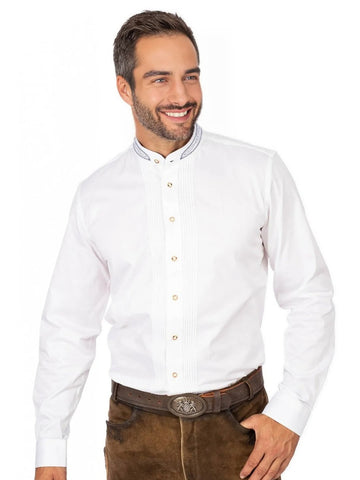 German Shirt with Blue Embroidery Collar