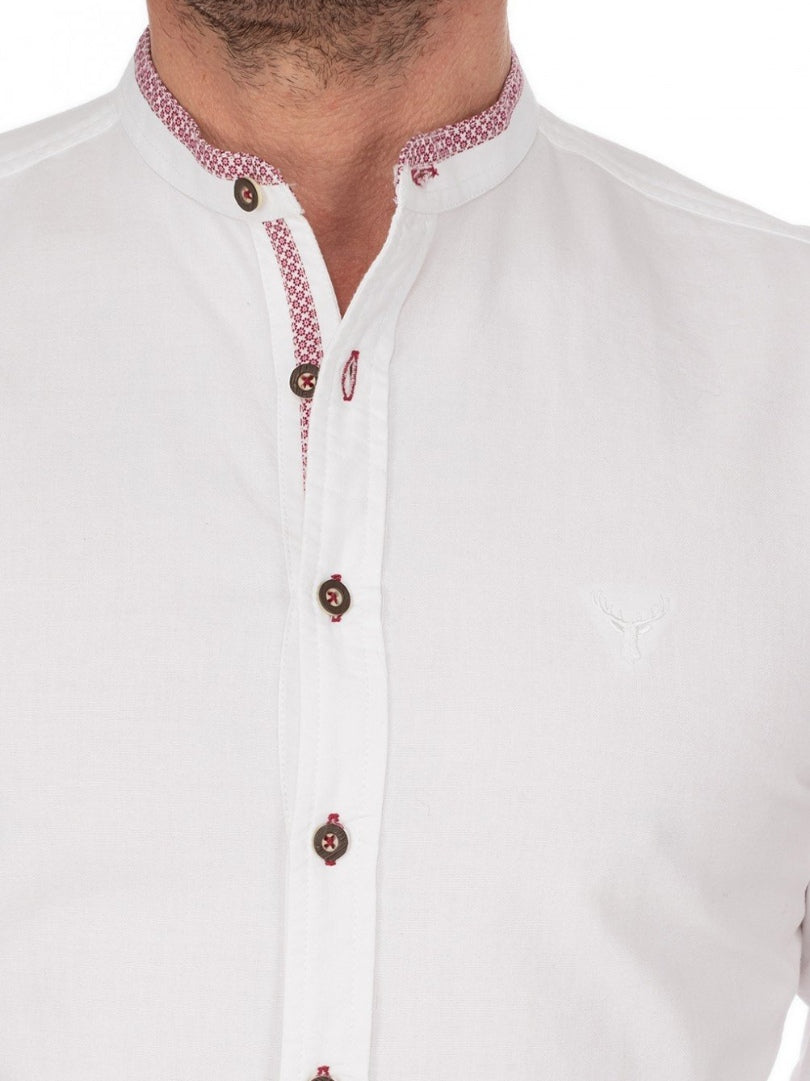 German Trachten Shirt with Red Tipped Collar