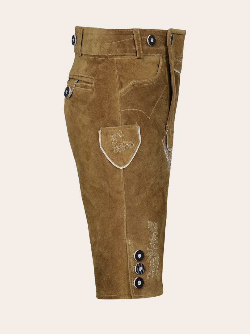Hand-stitched Bavarian lederhosen shorts