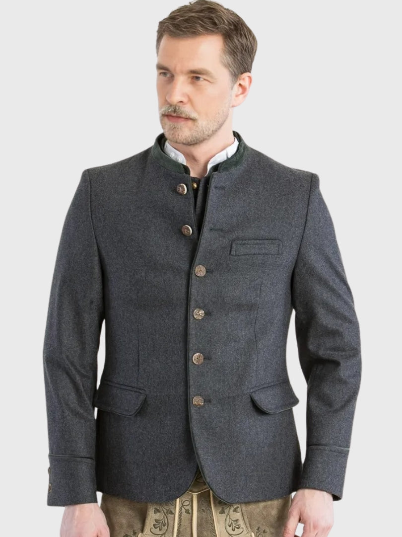 Grey Bavarian Trachten Wool Jacket