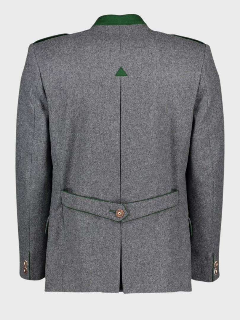 Grey Wool Oktoberfest Jacket with Green Accents