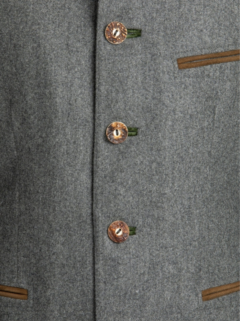 Traditional Mens Grey Trachten Wool Coat