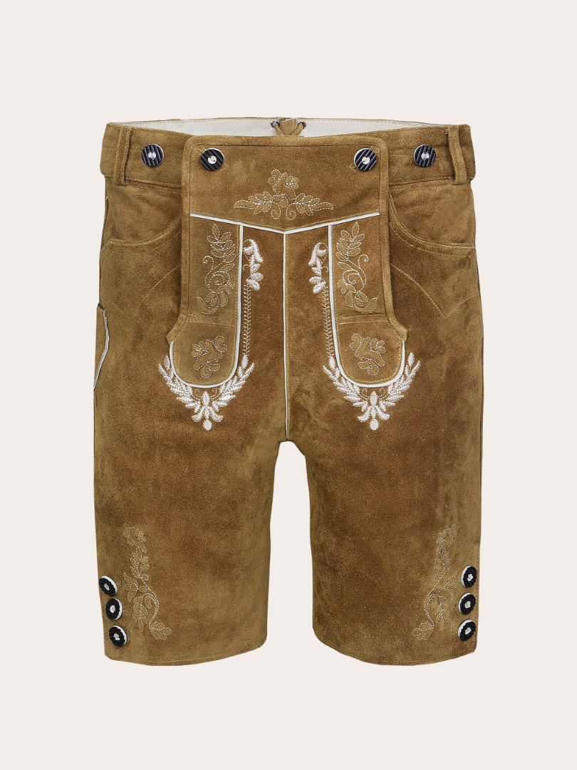 Hand-stitched Bavarian lederhosen shorts