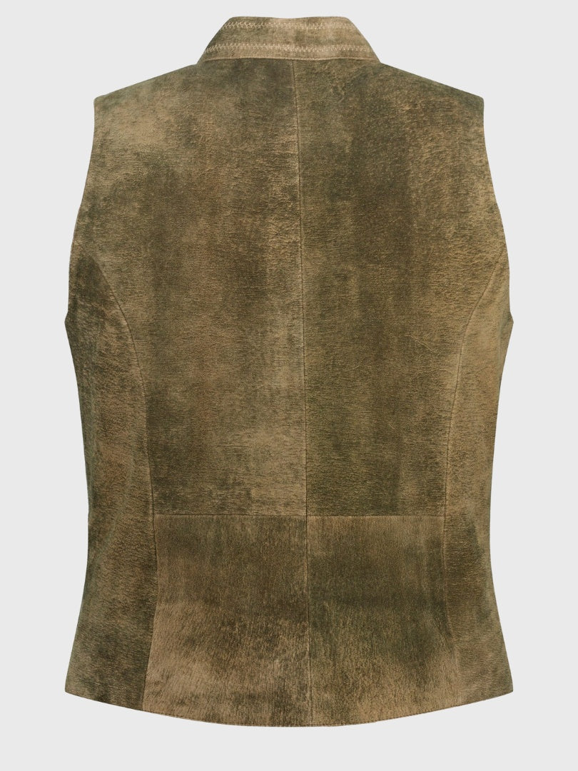 Moss Brown Suede German Oktoberfest Vest