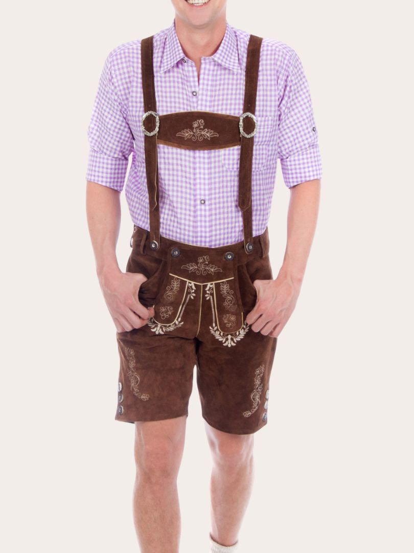 Brown embroidered lederhosen men
