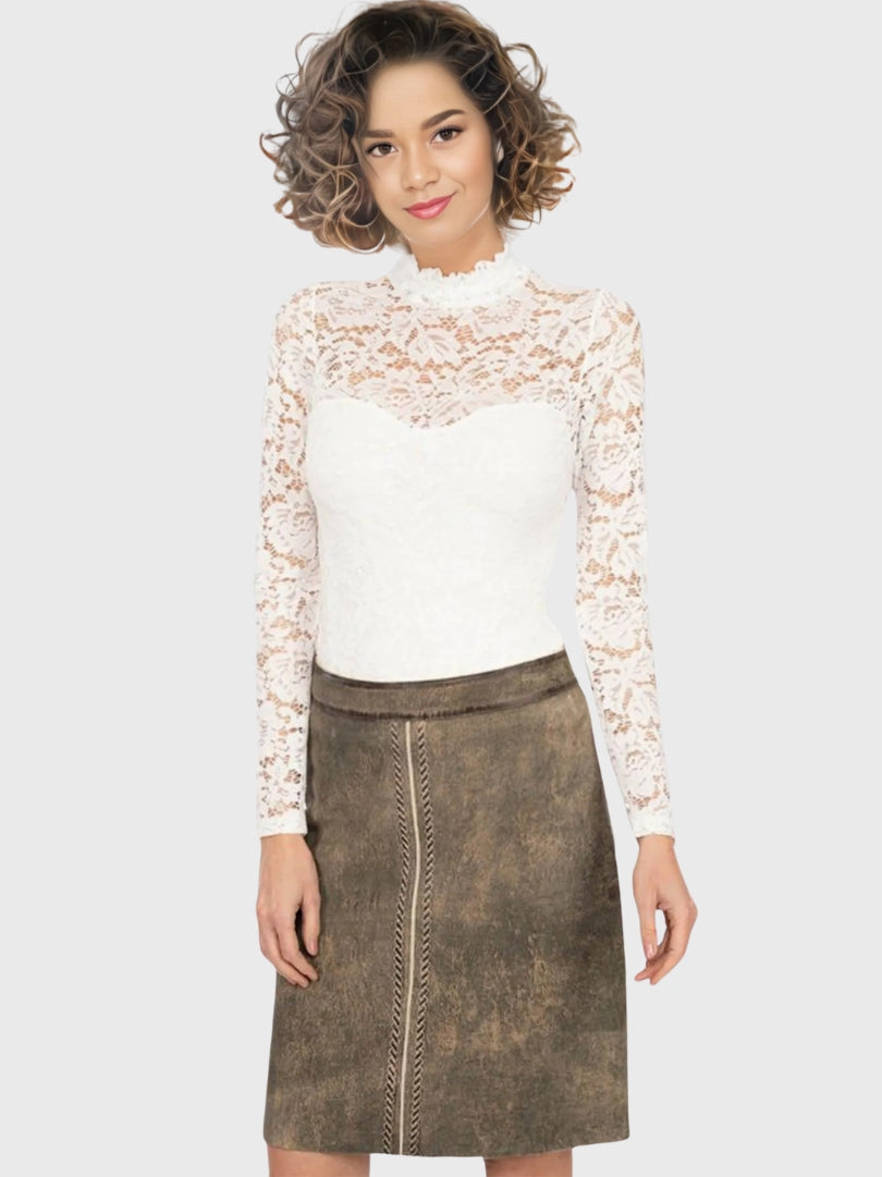 Ladies Oktoberfest Bavarian Leather Skirt