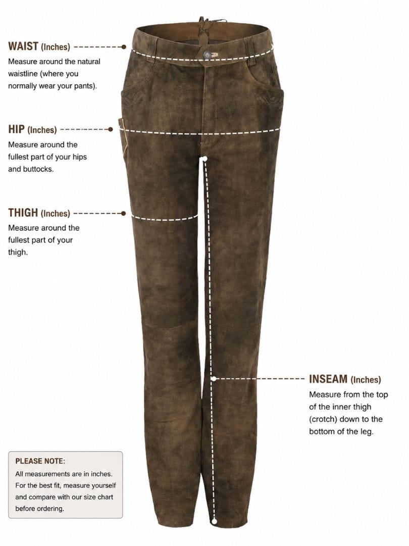 Bavarian Lederhosen Pants Suede Leather
