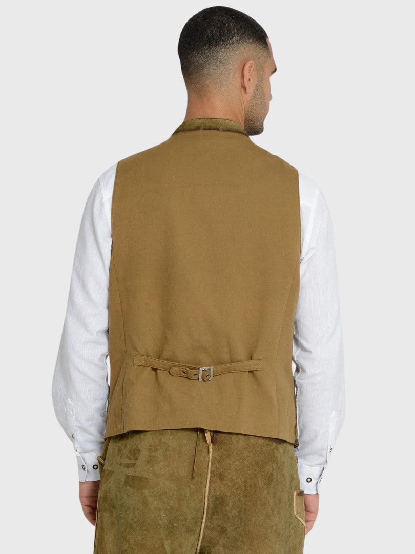 Light Brown Suede Bavarian Trachten Vest