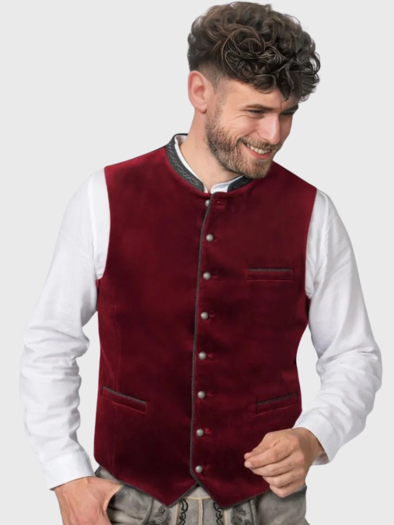 Maroon Velvet Bavarian Waistcoat