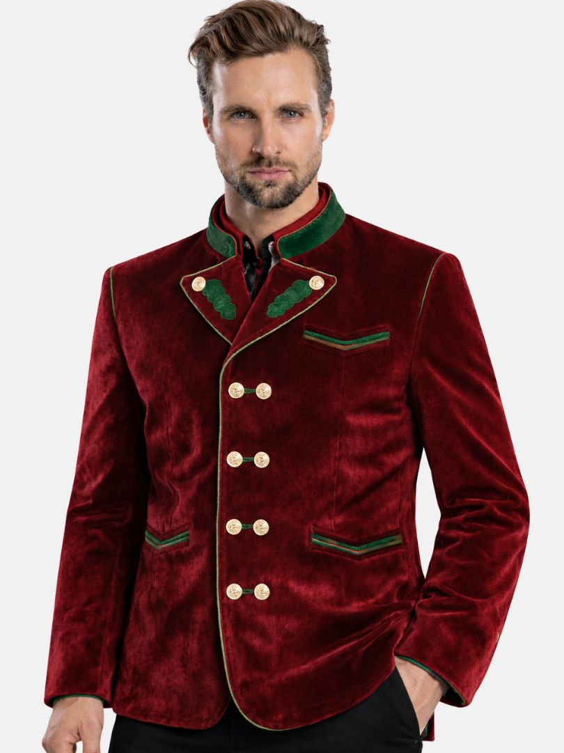 Maroon Velvet Traditional Trachten Jacket
