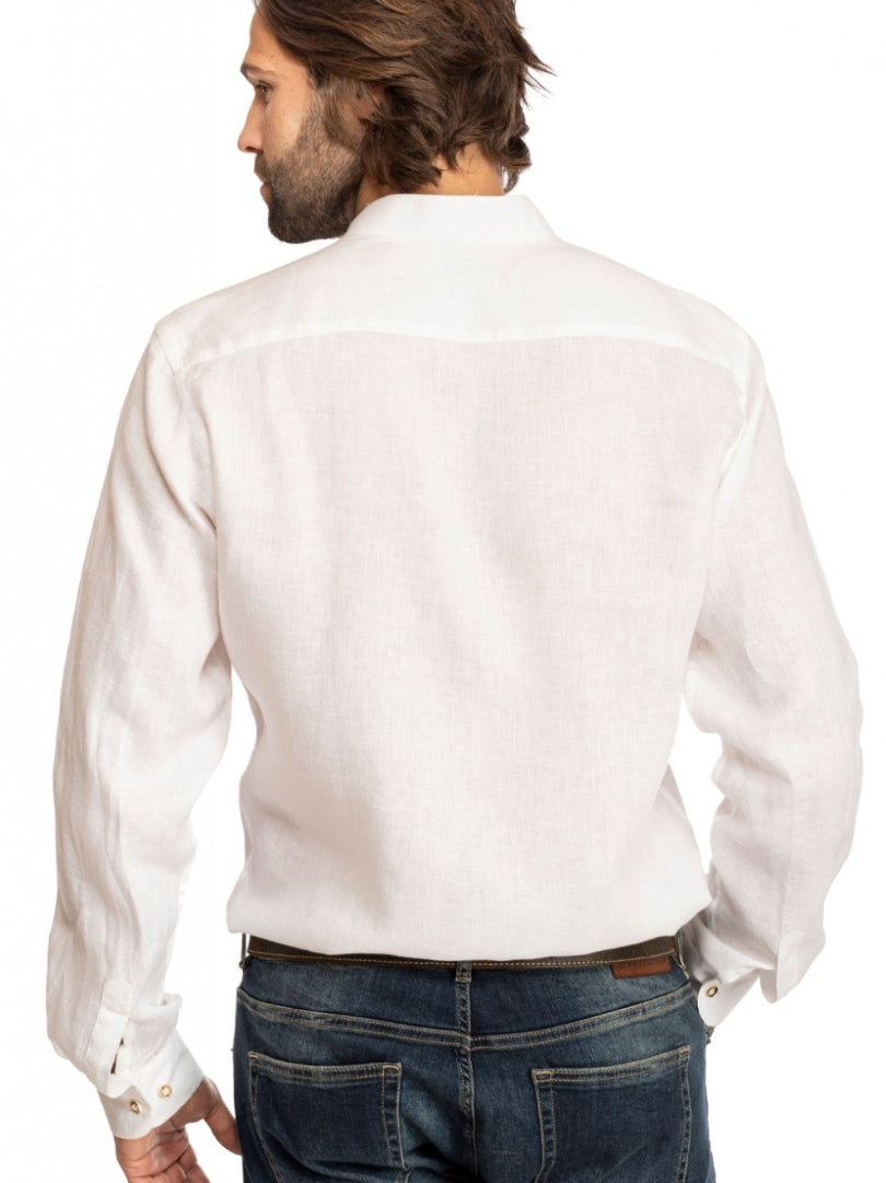 Mens White Linen Bavarian Trachten Shirt