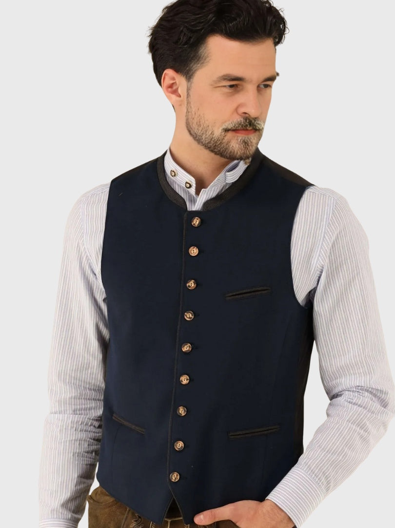 Men’s Bavarian Navy Wool Waistcoat for Oktoberfest