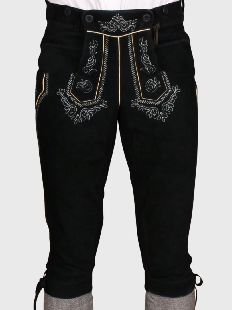 Mens Black Bavarian Suede Leather Bundhosen